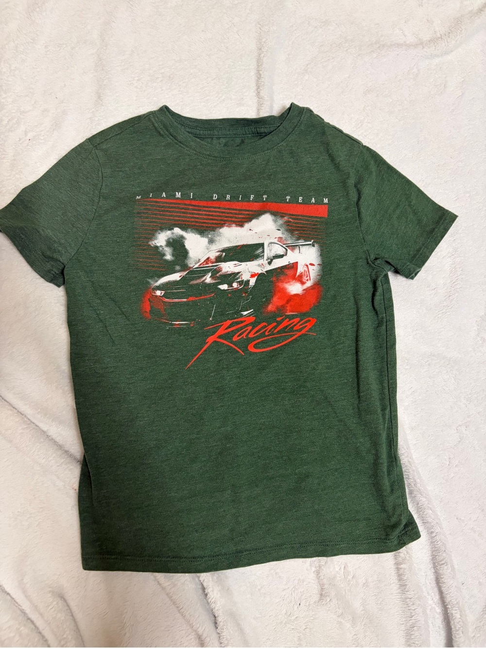 Cat & Jack Green Racing Graphic Tee with Red Accent
